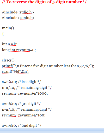 c program to reverse digit c program to reverse digit