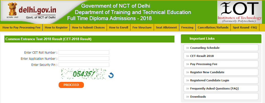 CET 2018 result