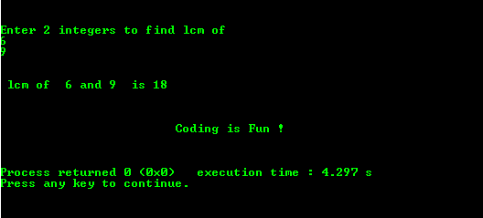 LCM program output in c