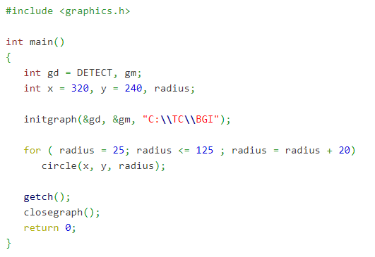 graphics code in c